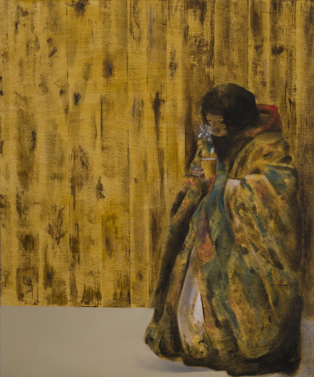 Warming, 2017, oil on wood, 61x51 cm — Yonatan Ron