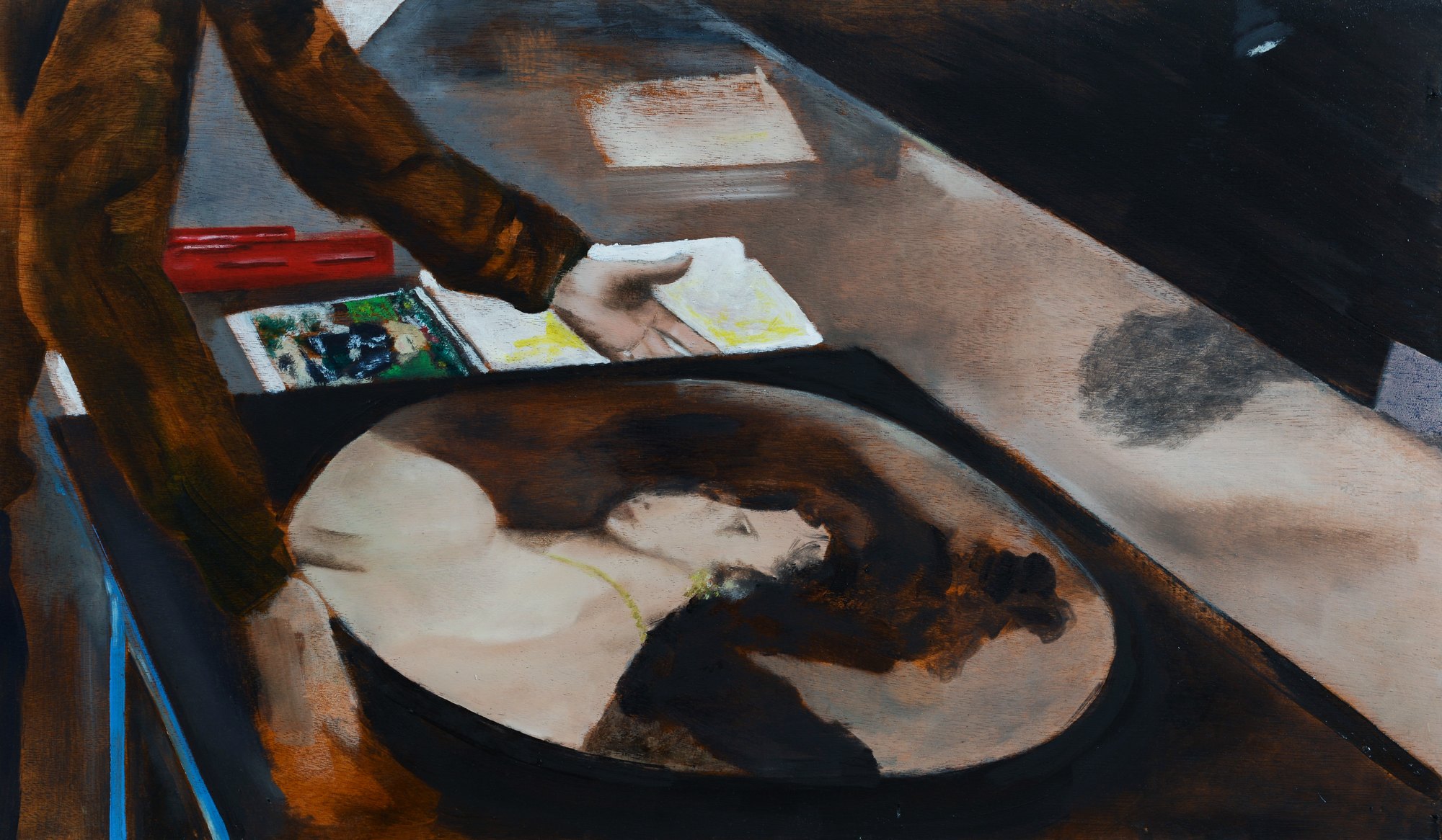 Portrait with Renoir, 2015, oil on wood, 39x67 cm
