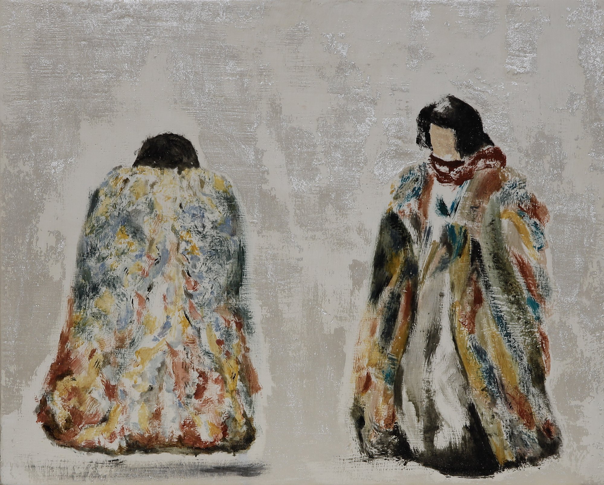 Geishas, 2021, oil on wood, 30x37 cm — Yonatan Ron