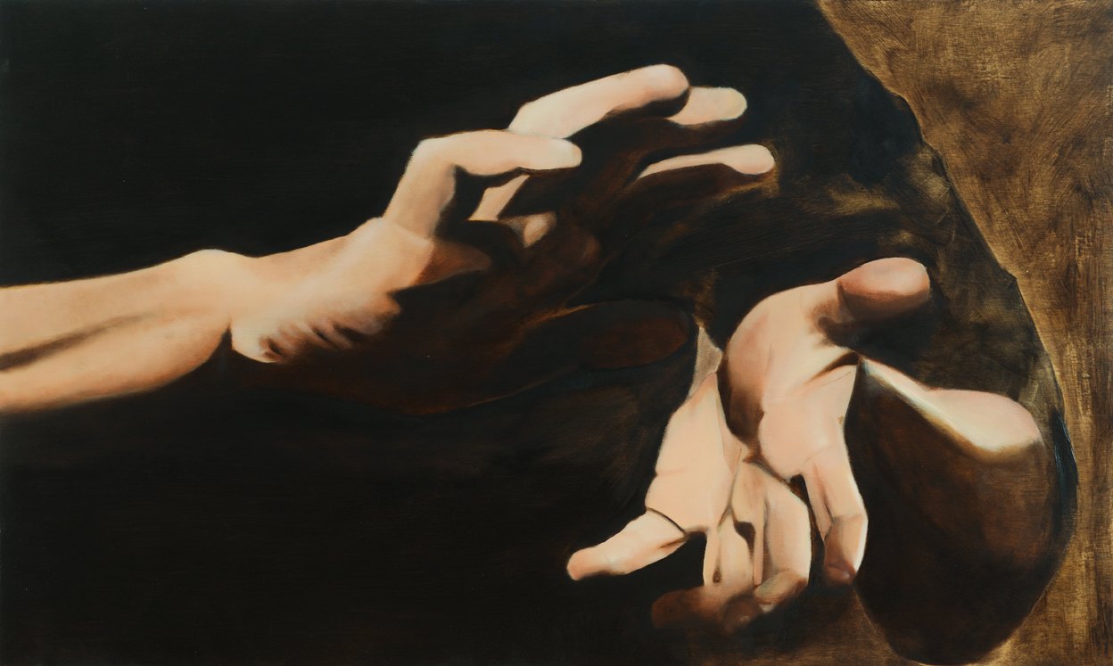 Discussion, 2014, oil on wood, 60x100 cm