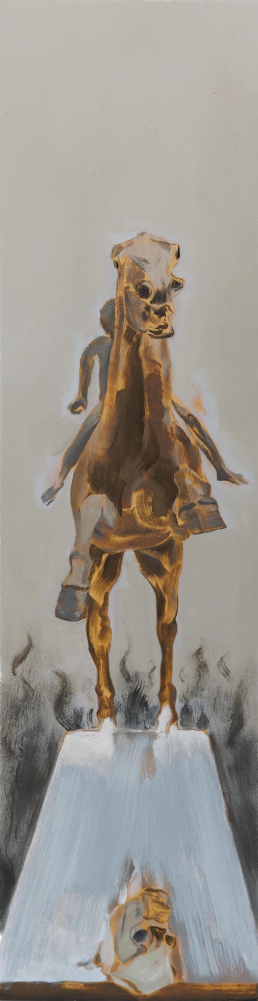 The Silver Rider, 2024, oil on wood, 80x21 cm