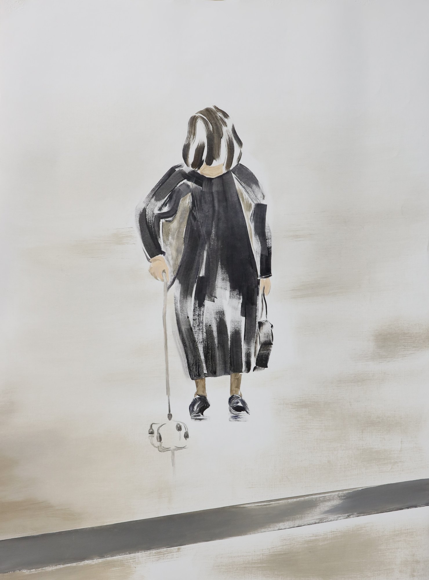 Woman's Statuette, 2024, oil on paper, 100x75 cm — Yonatan Ron