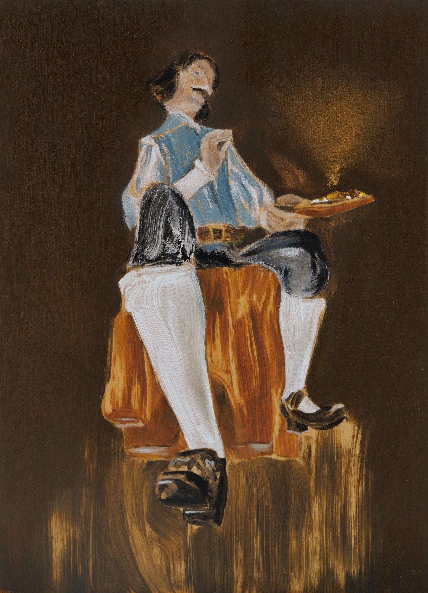 Untitled (Velázquez), 2024, oil on wood, 27x19.5 cm — Yonatan Ron
