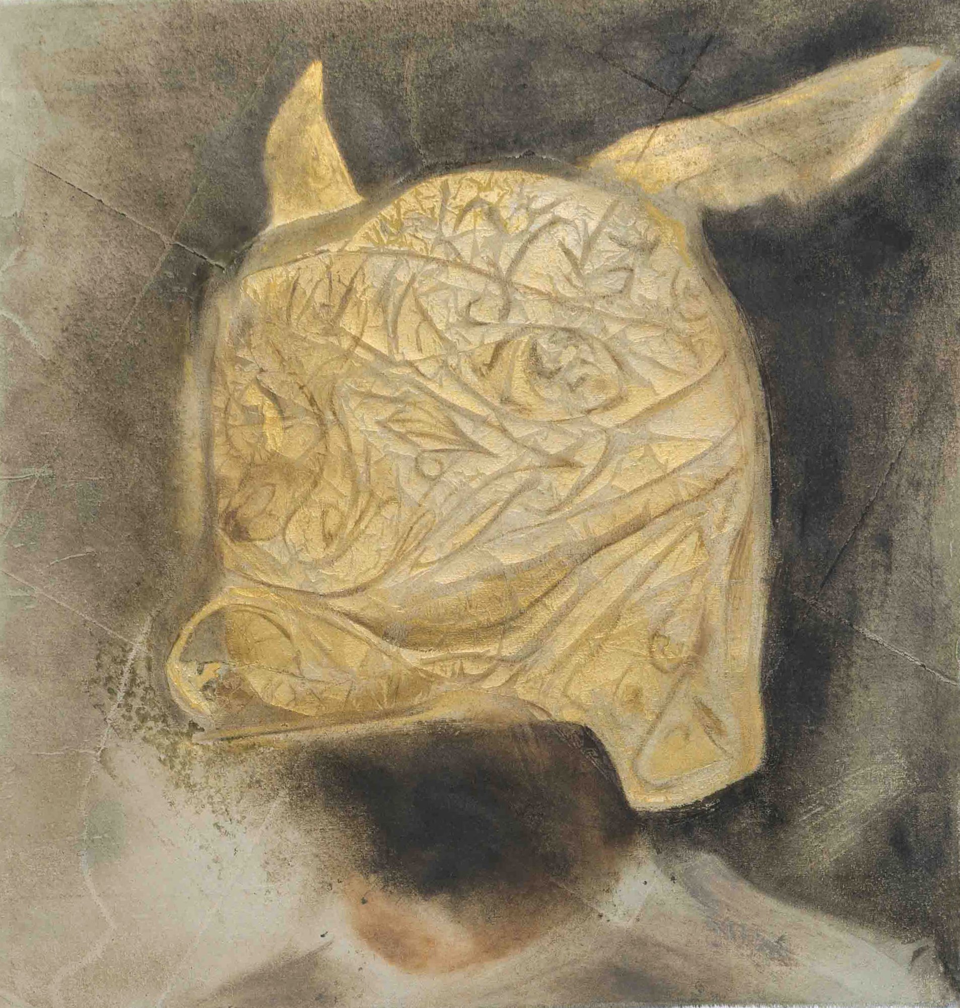 Hermes, 2026, mixed technique on canvas, 54x53 cm — Yonatan Ron