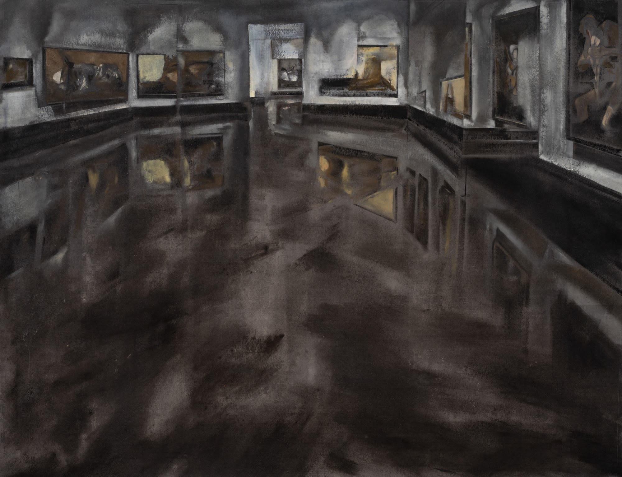 Black Reflections (Museo del Prado), 2022, oil on canvas, 167x216 cm
