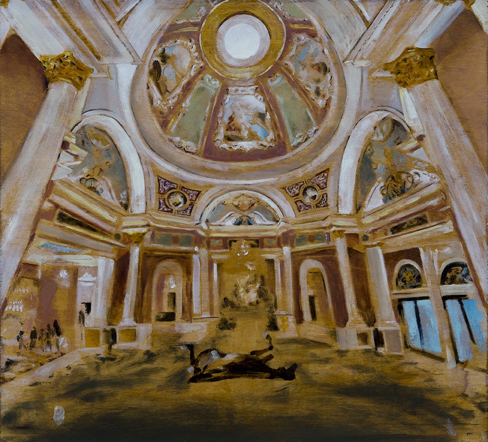 Cattelan's Horse, 2017, oil on wood, 45x50 cm
