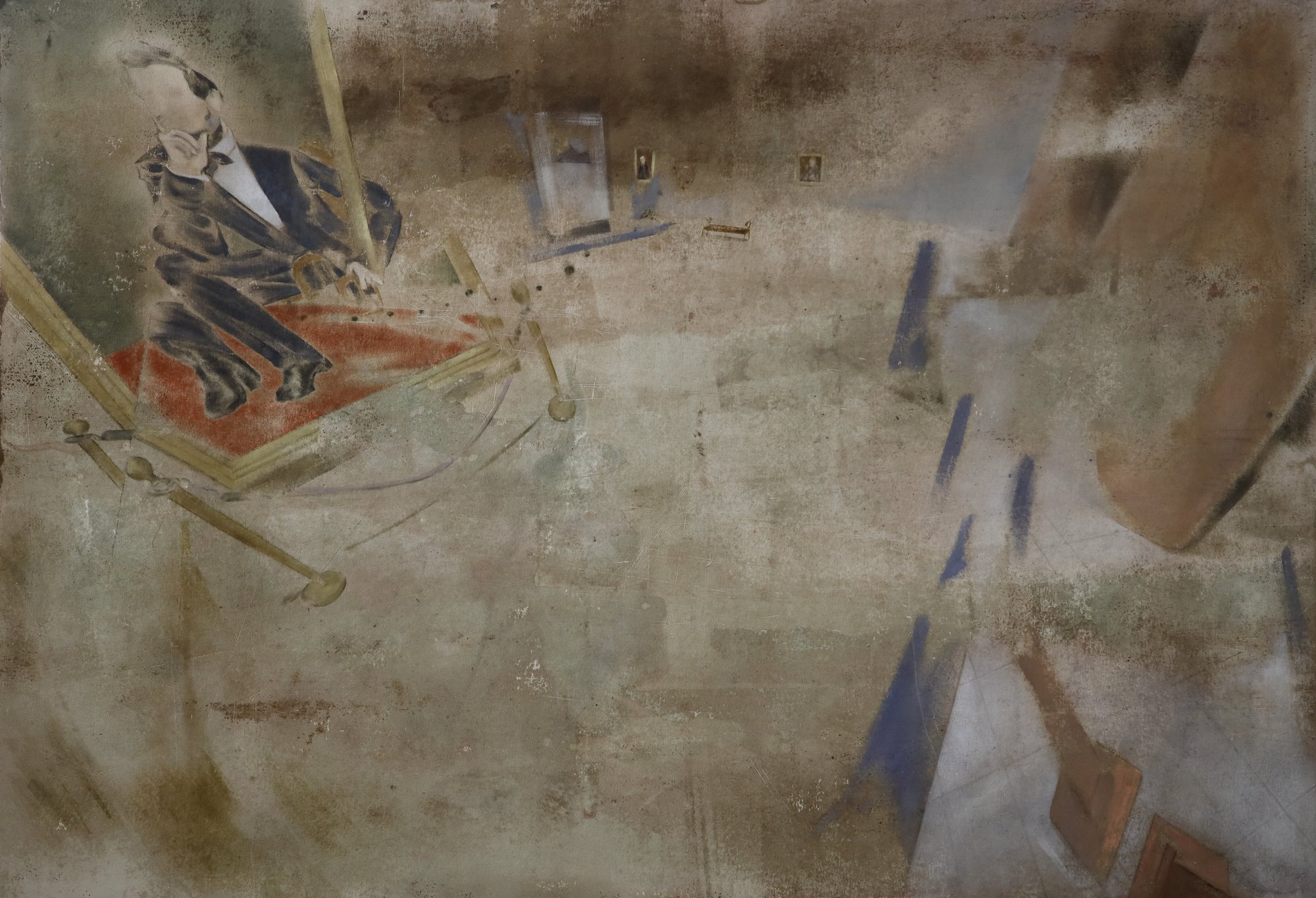 Untitled (Lincoln at the Smithsonian), oil on canvas, 108x156 cm — Yonatan Ron