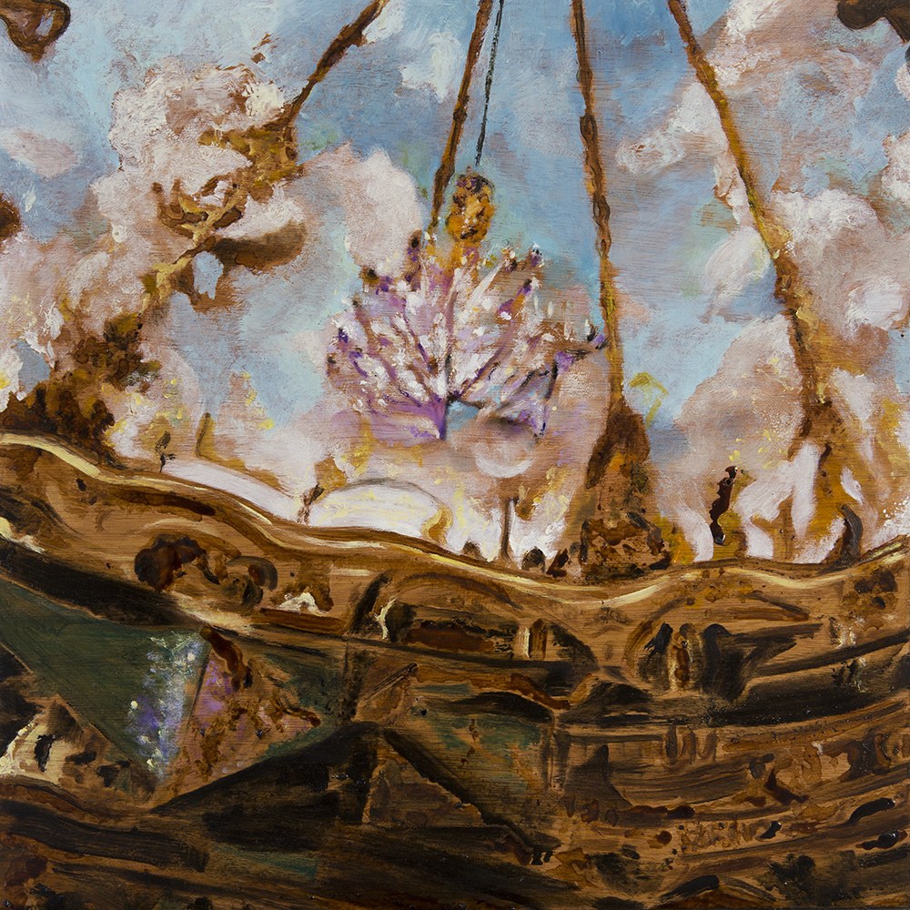 Chandelier, 2018, oil on wood, 50x45 cm