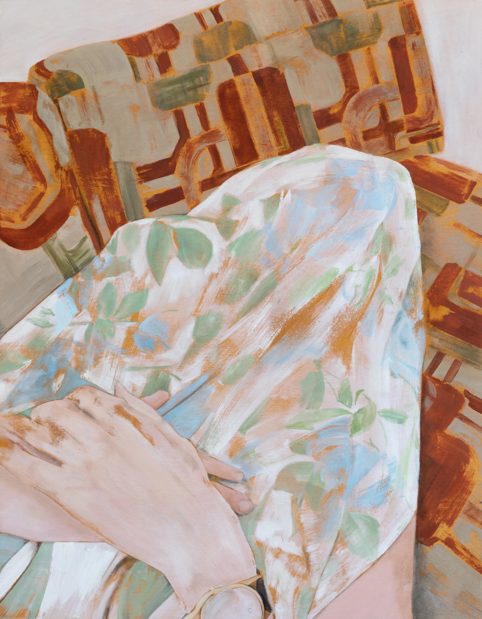 Under the Blanket, 2023, oil on wood, 90x70 cm — Yonatan Ron